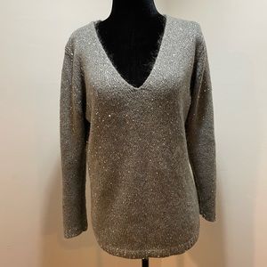 Grey sequin sweater V neck